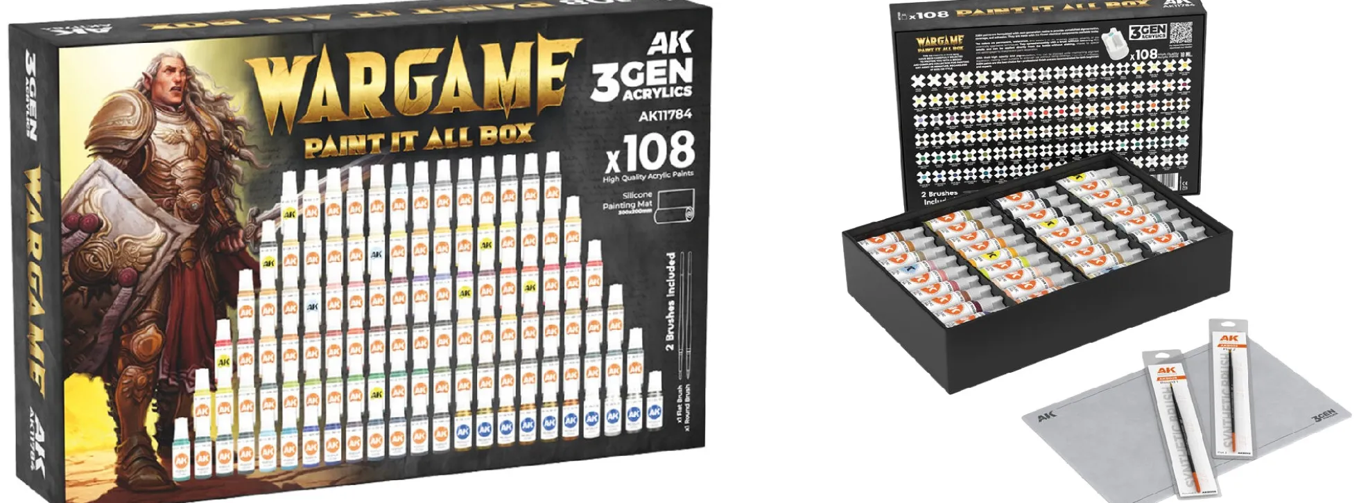 AK-Interactive AK11784 Wargame Paint it All Box | 108 Stück mit je 18 ml | Acryl Streichfarben