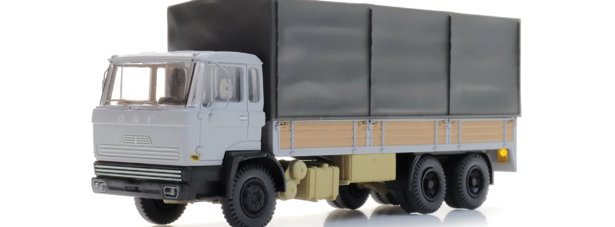 Artitec 487.051.15 DAF Kipp-Fahrerhaus Kab A Pritschen-LKW mit Plane grau | LKW-Modell 1:87