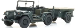 Artitec 6870569 US M151 jeep + M416 Anhänger Forest green | Militärmodell 1:87