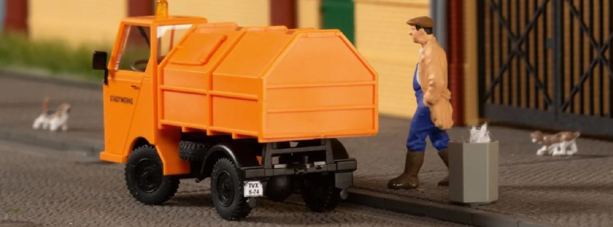 Auhagen 41672 Multicar M22 mit Abfallsammelbehälter | LKW Modell Bausatz Spur H0