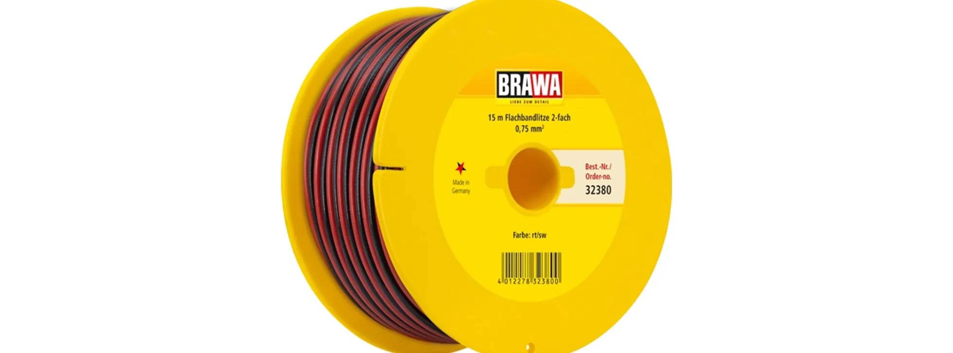 BRAWA 32380 Doppellitze 0,75 mm² | 15 m | rot / schwarz | Elektrozubehör