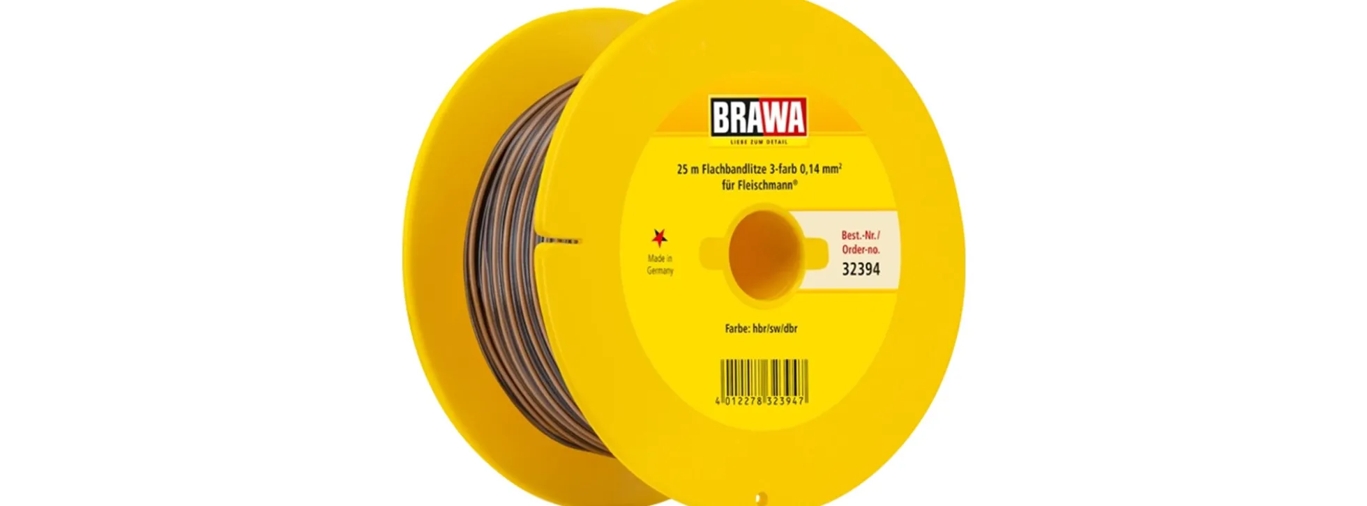 BRAWA 32394 Flachbandlitze 0,14 mm² | 25 m | hellbraun / schwarz / dunkelbraun | Elektrozubehör