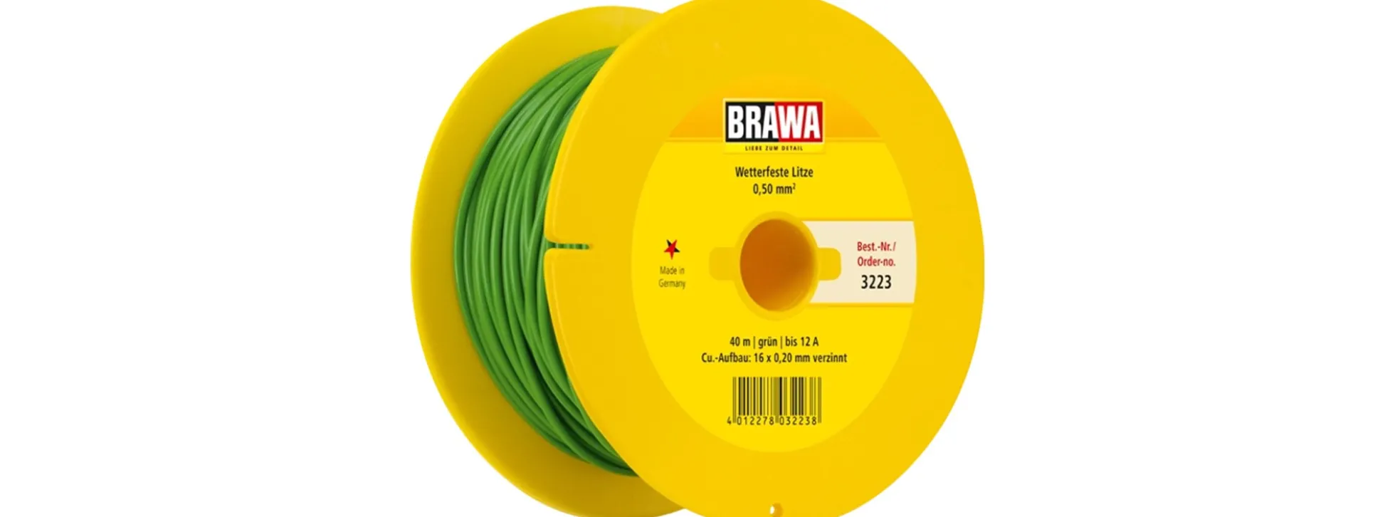 BRAWA 3223 Wetterfeste Litze grün | 40 Meter | 0,50 mm² | Spur G / 1