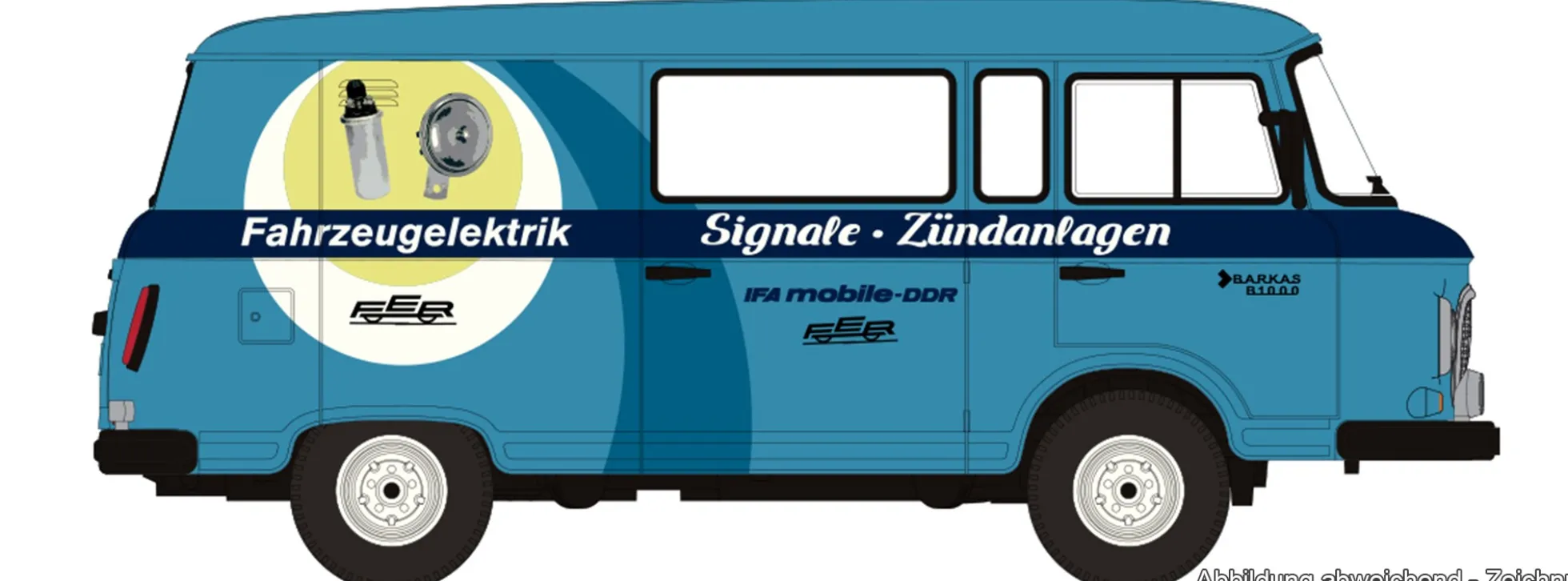 BREKINA 30230 Barkas B 1000 Halbbus 1980 - IFA Fahrzeugelektrik | Modellauto 1:87