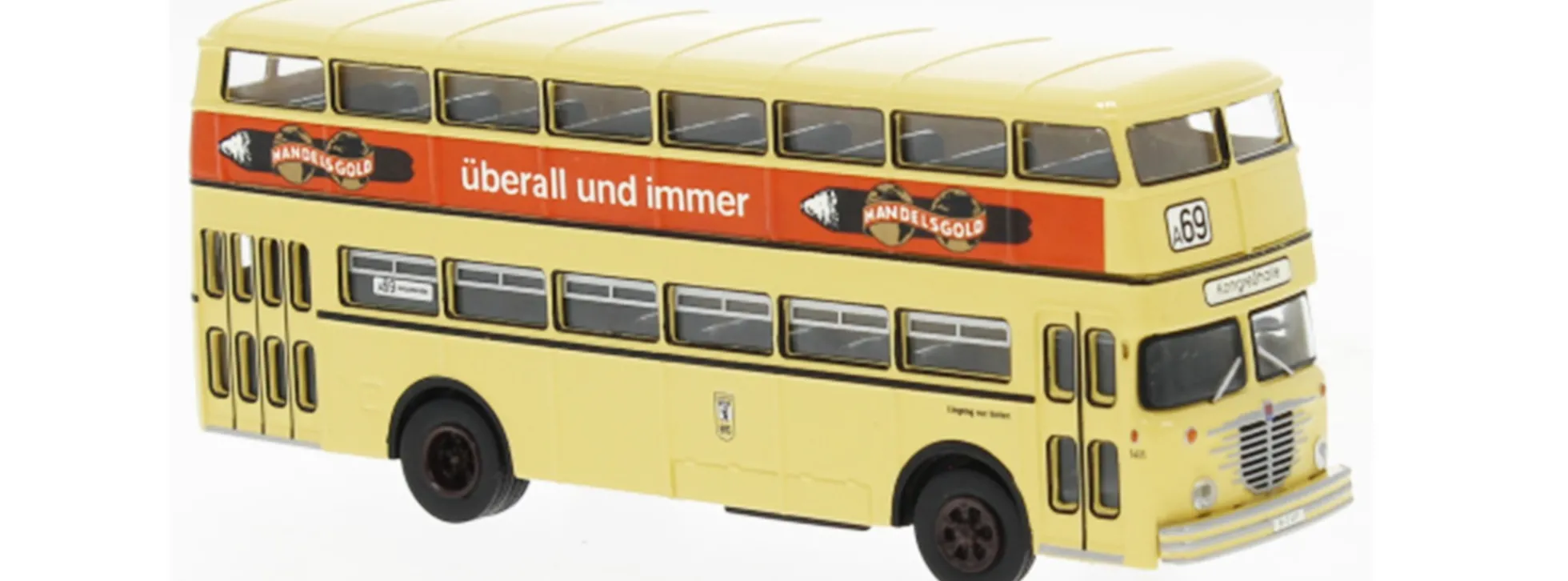 BREKINA 61256 Büssing D2U Doppeldecker BVG Handelsgold 1960 Busmodell 1:87