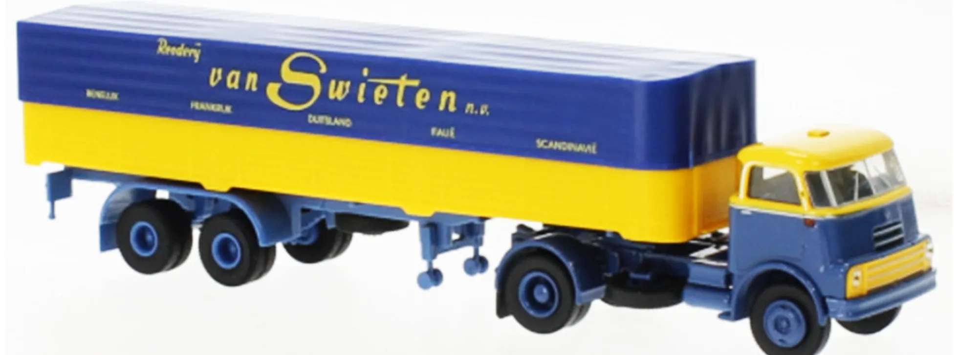 BREKINA 85238 DAF DO2000 PritschePlanesattelzug van Swieten 1957 LKW-Modell 1:87