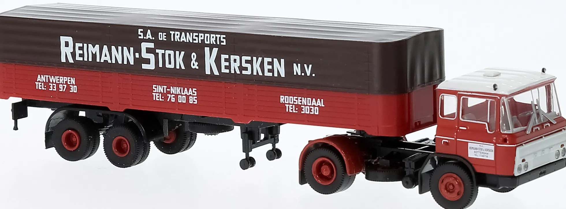 BREKINA 85285 DAF FT2600 PritschePlanensattelzug Reimann Stok Kersken NV 1962 LKW-Modell 1:87