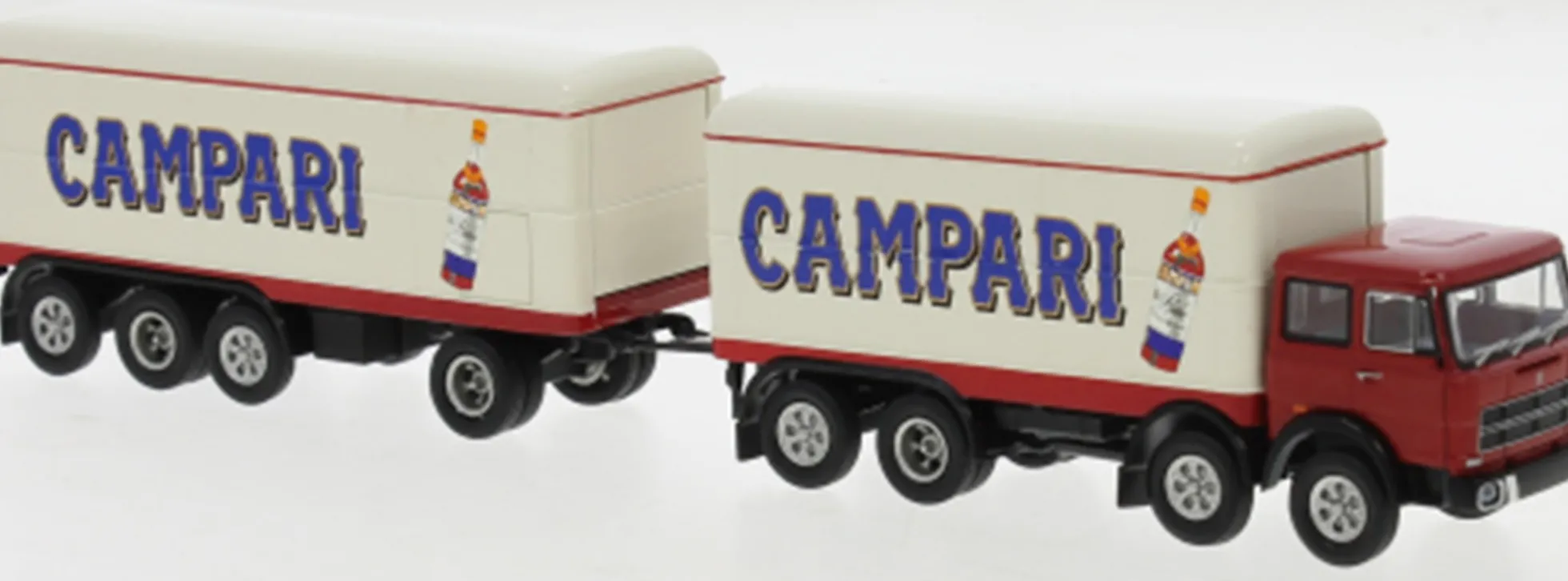 BREKINA 58543 Fiat 691 Millepiedi Kofferhängerzug Campari 1970 LKW-Modell 1:87