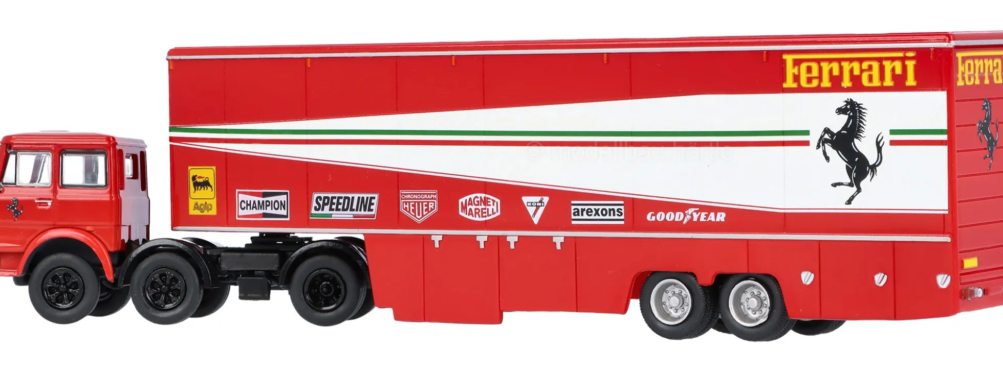 BREKINA 58575 Fiat 691T Renntransporter mit 2 Ferrari 312 T2 + Figuren 1977 | LKW-Modell 1:87