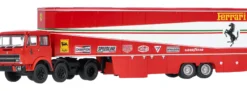 BREKINA 58575 Fiat 691T Renntransporter mit 2 Ferrari 312 T2 + Figuren 1977 | LKW-Modell 1:87