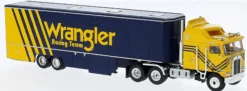 BREKINA 85737 Kenworth K100 Aerodyne Renntransportersattelzug WRANGLER Racing Team LKW 1:87