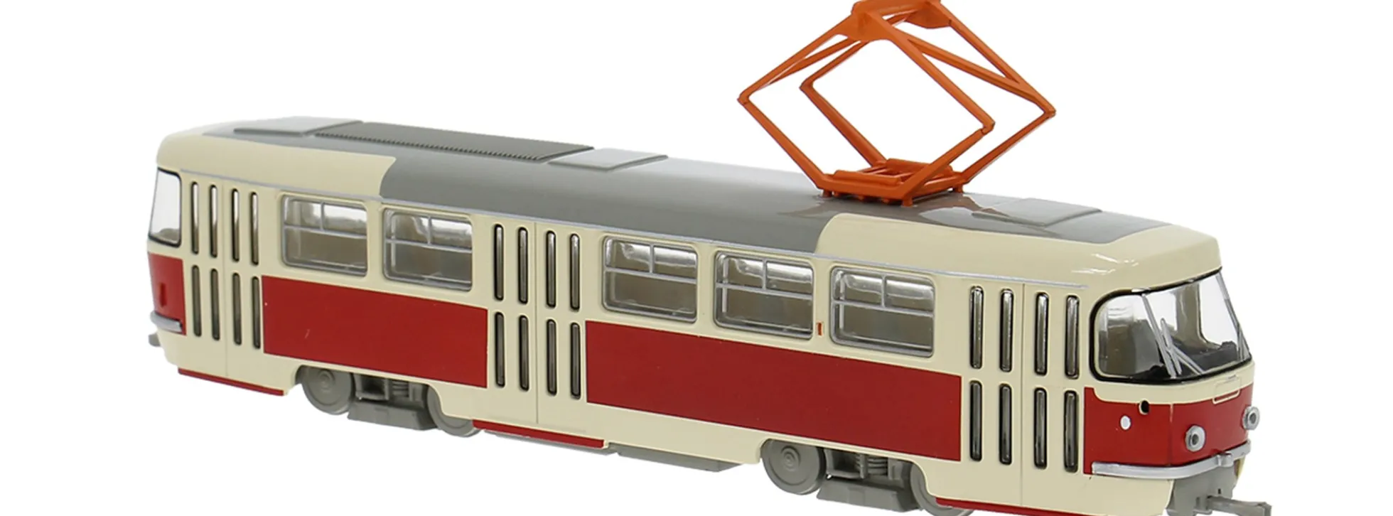 BREKINA 64500 Tatra T3/T4 Straßenbahn hellbeige/rot | Bahnmodell 1:87