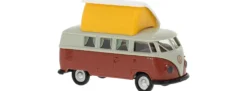 BREKINA 31635 VW T1b Camper grau/rot | Modellauto 1:87