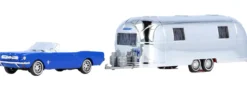 BSUCH 47508 Ford Mustang 1964 blau mit Airstream-Wohnwagen | Modellauto 1:87
