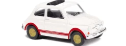 BUSCH 48734 Fiat 500 Abarth weiß/rot | Modellauto 1:87