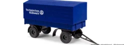 BUSCH 53359 IFA HL 80 Anhänger mit Plane THW blau | Blaulichtmodell 1:87
