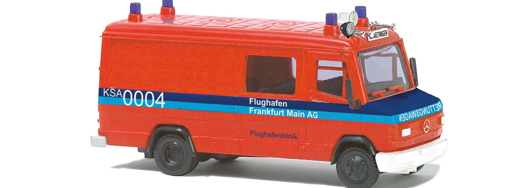 BUSCH 44302 MB 507 FW Rettungswagen Fraport Frankfurt 1989 | Blaulichtmodell 1:87
