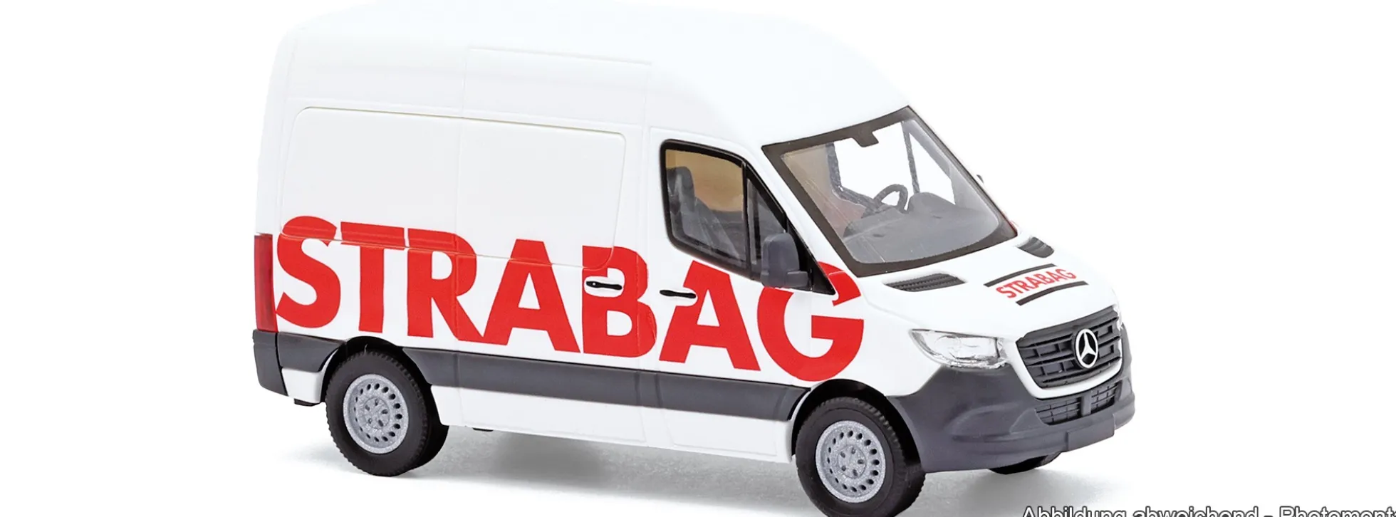 BUSCH 54007 Mercedes-Benz Sprinter kurzer Radstand/Hochdach Strabag 2018 | Modellauto 1:87