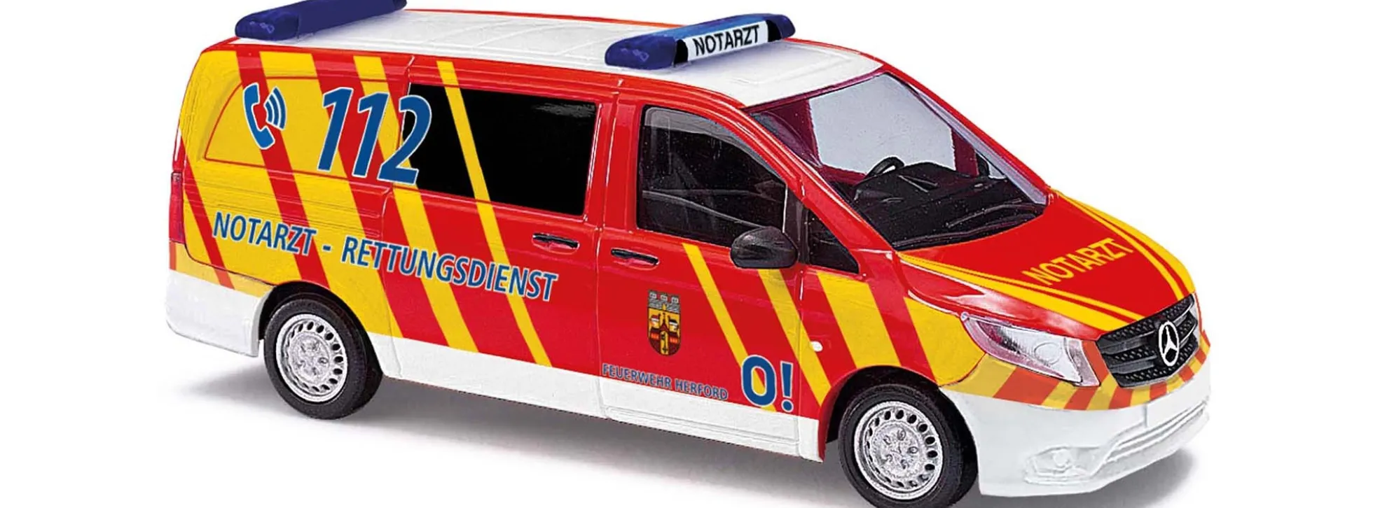 BUSCH 51136 Mercedes Vito Notarzt Herford | Blaulichtmodell 1:87