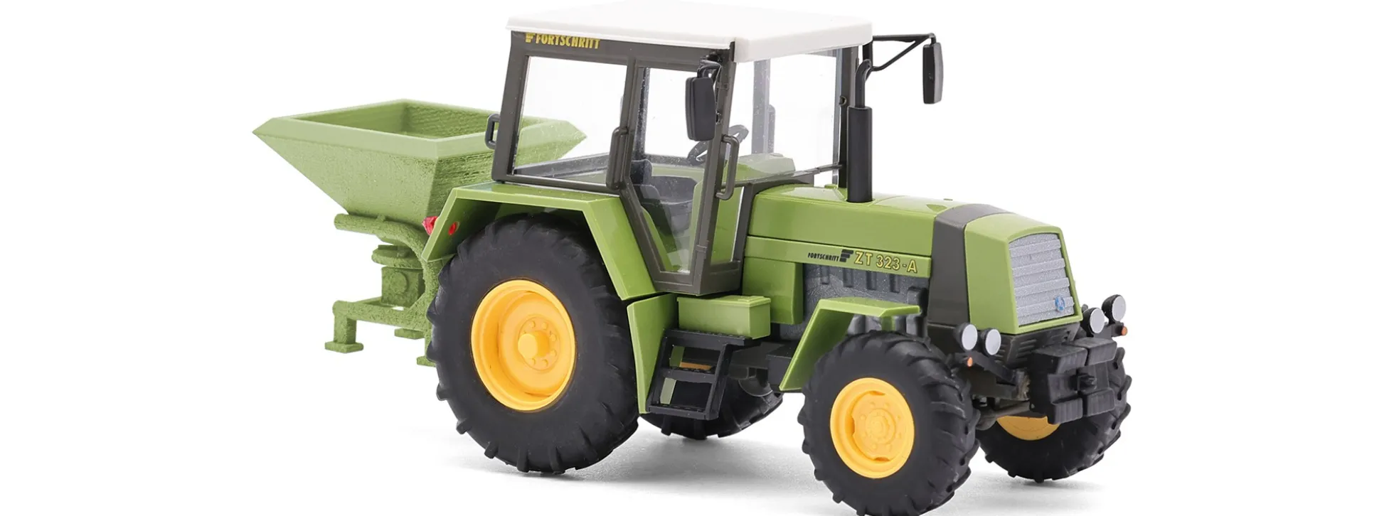 BUSCH 50424 Traktor Fortschritt ZT 323 A Düngemittelstreuer grün 1984 | Landwirtschaftsmodell 1:87