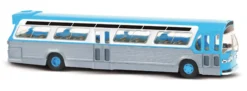 BUSCH 44513 US Bus Fishbowl blau mit Schilder Busmodell 1:87