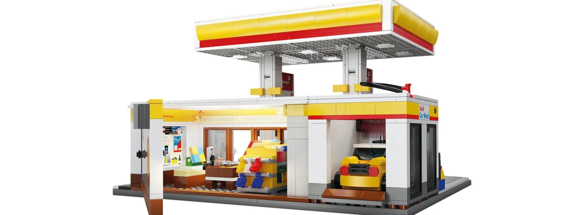 CaDA C66026W Shell Tankstelle mit Shop und Waschanlage | Gebäude Baukasten