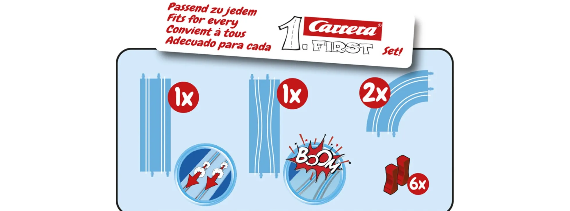 Carrera 67002 FIRST Schienen-Set mit Engstelle | Autorennbahn-Schienen 1:50