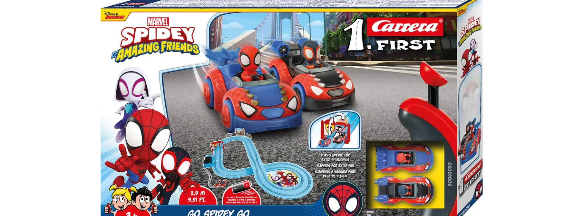 Carrera 63050 FIRST Spidey - Go Spidey Go! | Autorennbahn Grundset | ab 3 Jahren