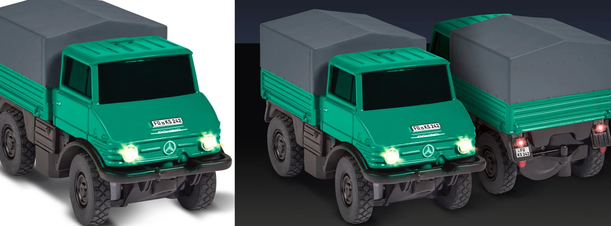 CARSON 500504165 MB Unimog U406 Forst mit Hänger | 2.4GHz | RC Auto 1:87 Spur H0