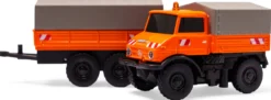 CARSON 500504177 MB Unimog U406 Kommunal mit Anhänger | 2.4GHz | RC Auto 1:87 Spur H0