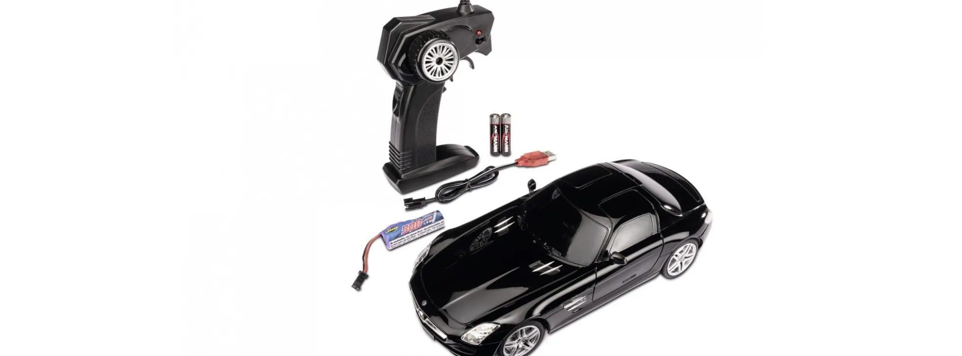CARSON 500404310 Mercedes Benz SLS AMG schwarz | 2.4GHz | RTR | RC Auto 1:24