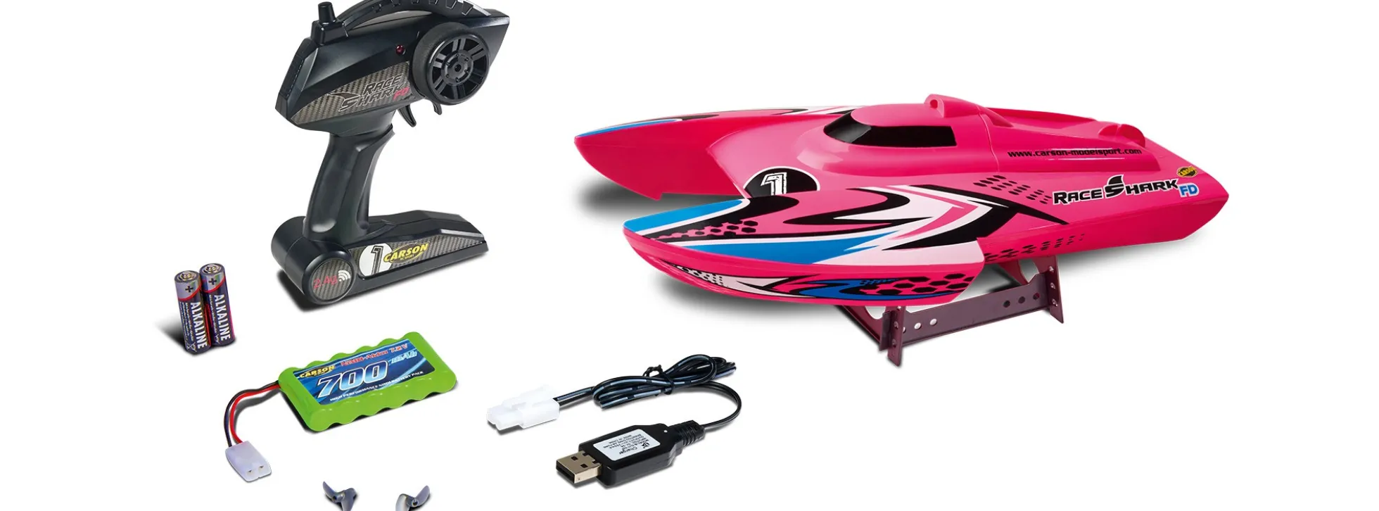 CARSON 108037 Race Shark FD pink | 2.4 Ghz | RTR | RC Boot