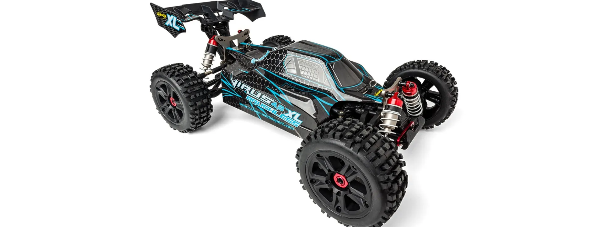CARSON 500409081 Virus 4.2 XL schwarz/türkis | 2.4 GHz | RTR | RC Car 1:8