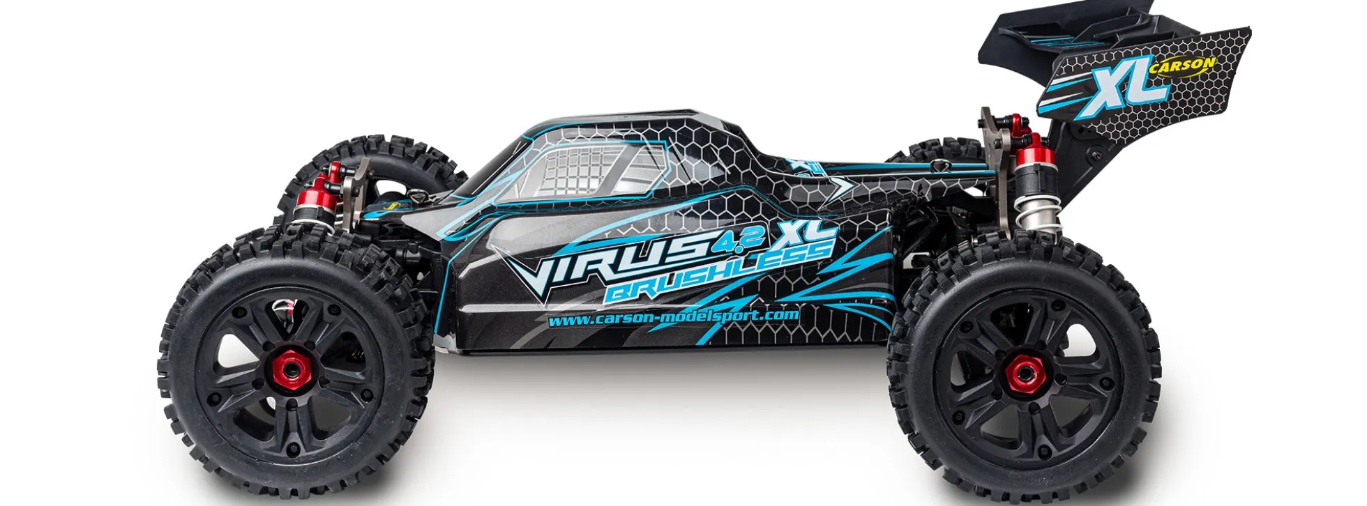 CARSON 500409081 Virus 4.2 XL schwarz/türkis | 2.4 GHz | RTR | RC Car 1:8