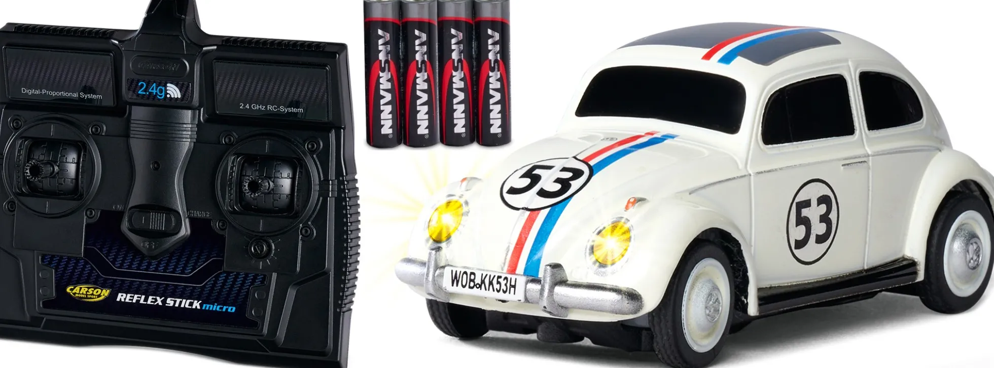 CARSON 500504153 VW Käfer Rallye #53 | 2.4GHz | RC Auto 1:87 Spur H0
