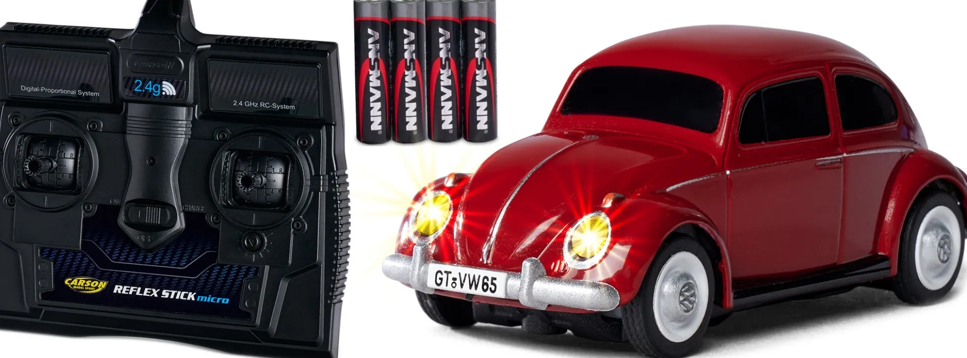 CARSON 500504147 VW Käfer rot | 2.4GHz | RC Auto 1:87 Spur H0