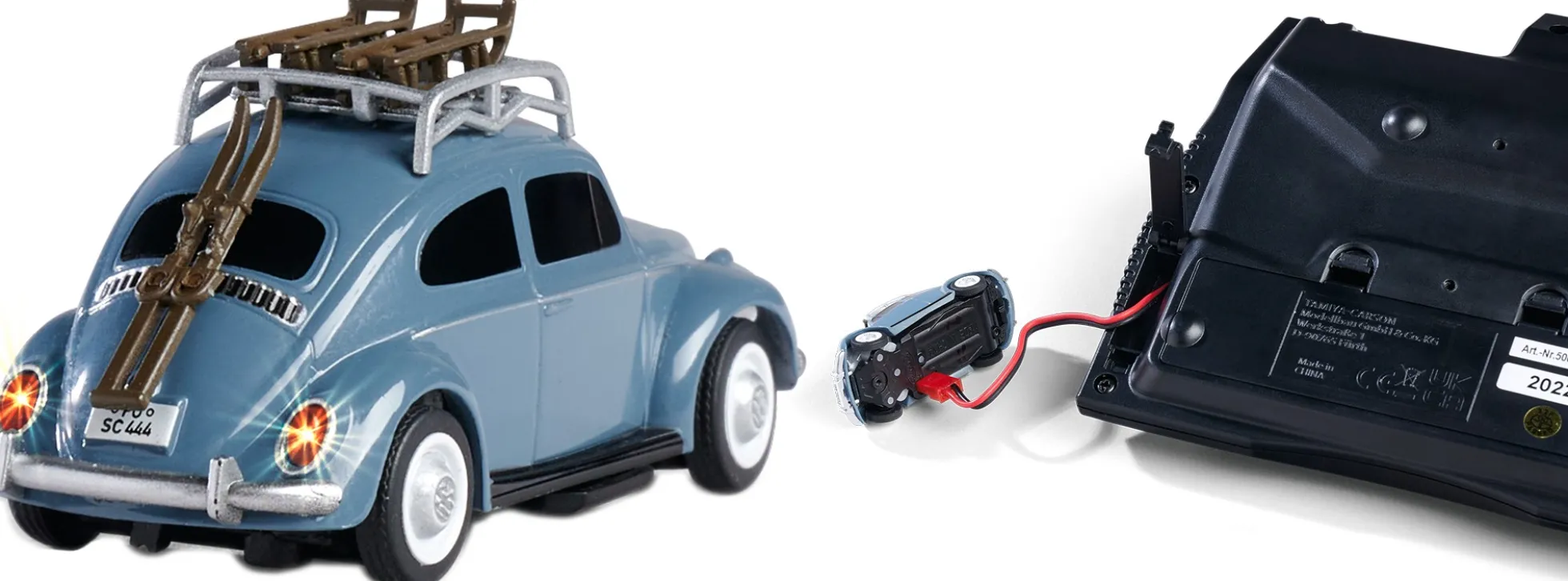CARSON 500504149 VW Käfer Wintersport | 2.4GHz | RC Auto 1:87 Spur H0