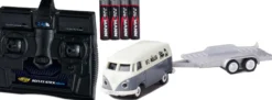 CARSON 500504166 VW T1 Kastenwagen mit KFZ-Anhänger | 2.4GHz | RC Auto 1:87 Spur H0