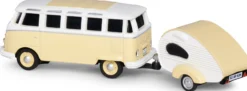 CARSON 500504164 VW T1 Samba mit Wohnwagen | 2.4GHz | RC Auto 1:87 Spur H0