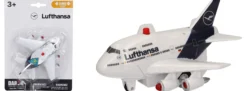 DARON 86PB-055 Lufthansa Pullback Toy | mit Licht und Sound | Spielflugzeug