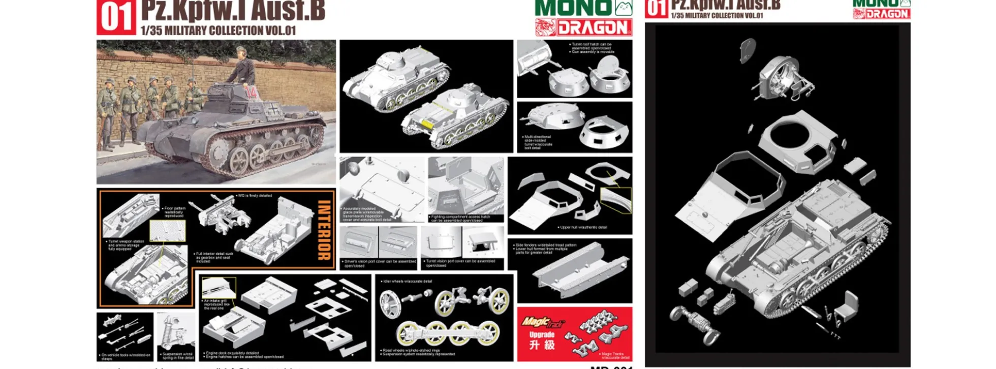 DRAGON MD-0001 Pz. Kpfw. I Ausführung B mit Interior | Militär Bausatz 1:35