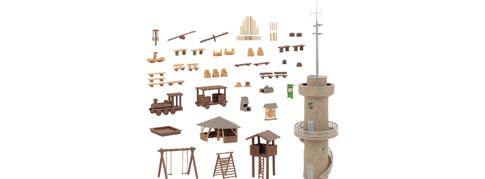 FALLER 190036 Aktions-Set Abenteuerspielplatz | Gebäude Bausatz Spur H0