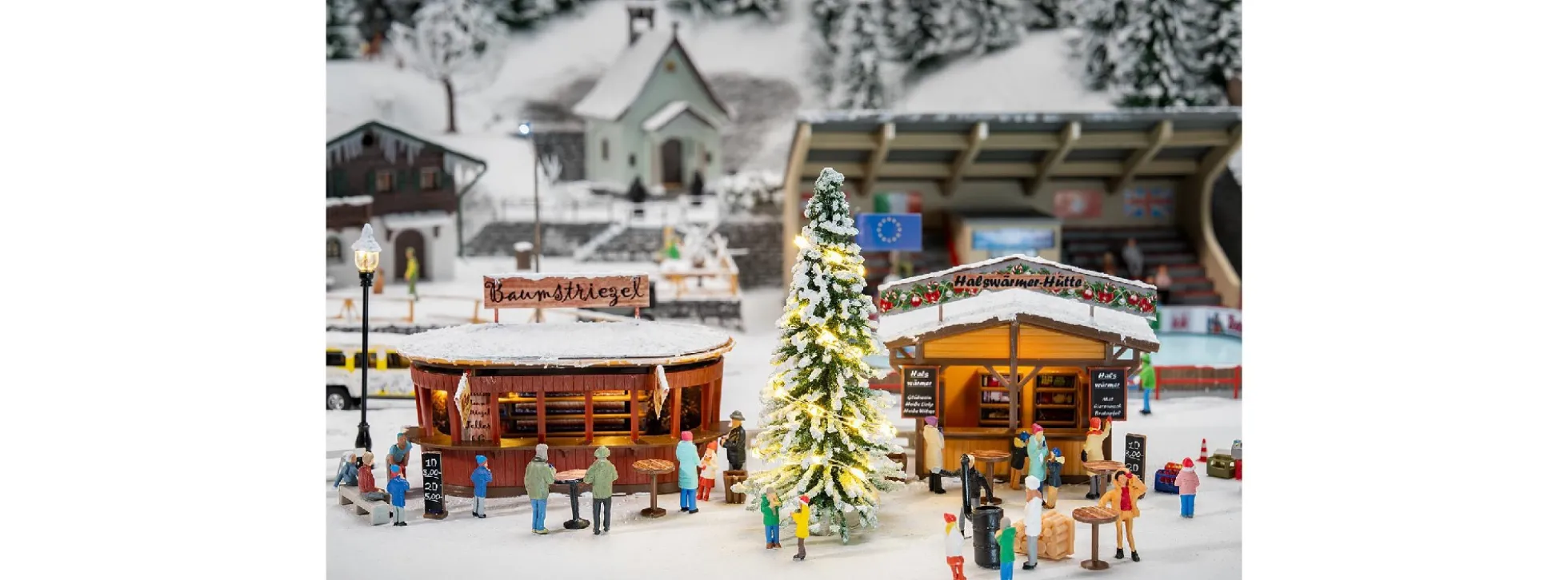 FALLER 134006 Aktions-Set Weihnachtsmarktbude mit Weihnachtsbaum | 2 Stück | Spur H0