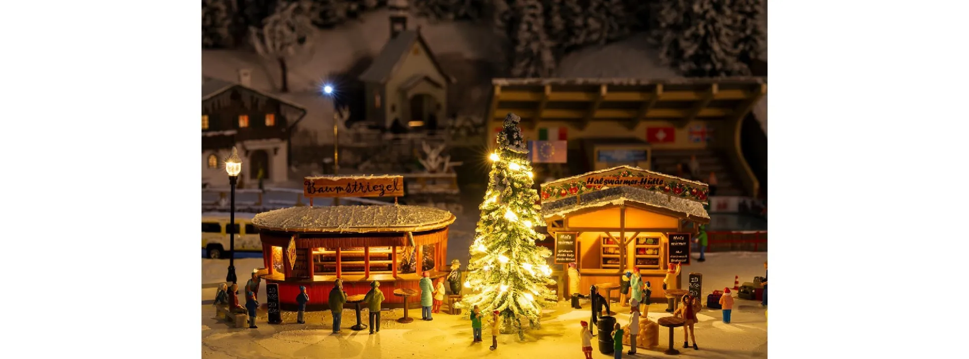 FALLER 134006 Aktions-Set Weihnachtsmarktbude mit Weihnachtsbaum | 2 Stück | Spur H0
