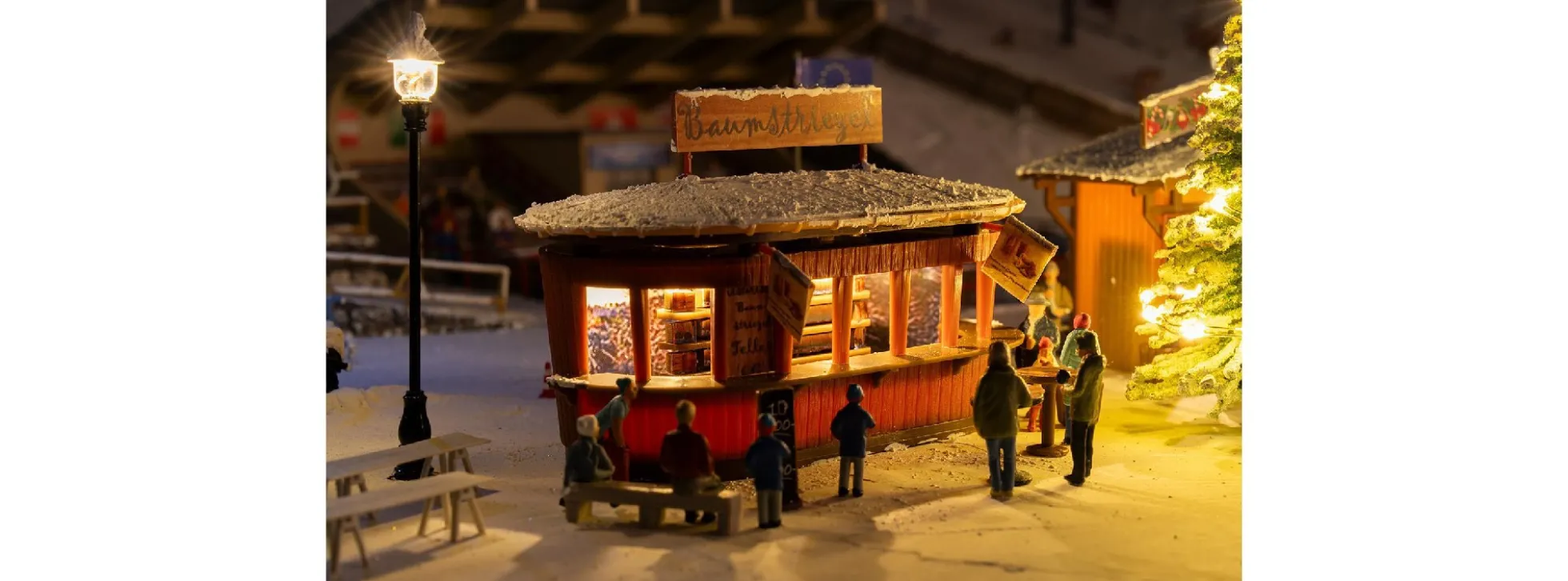 FALLER 134006 Aktions-Set Weihnachtsmarktbude mit Weihnachtsbaum | 2 Stück | Spur H0