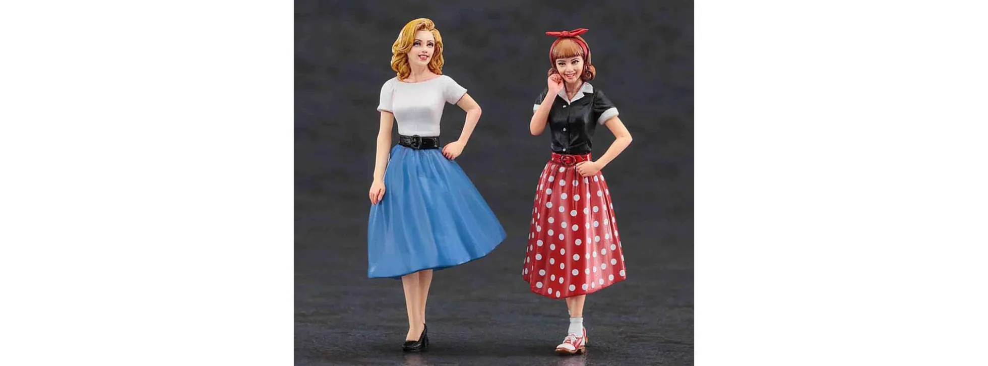 HASEGAWA 29110 US-Girls im Stil der 50er Jahre | 2 Stück | Figuren Bausatz 1:24