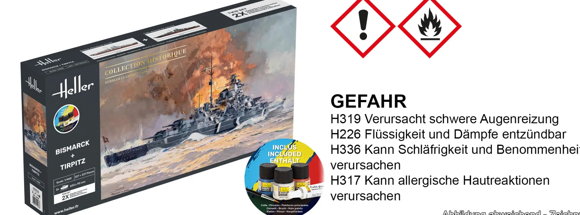 Heller 55078 Bismarck und Tirpitz TwinSet | Starter Kit | Schiffbausatz 1:400