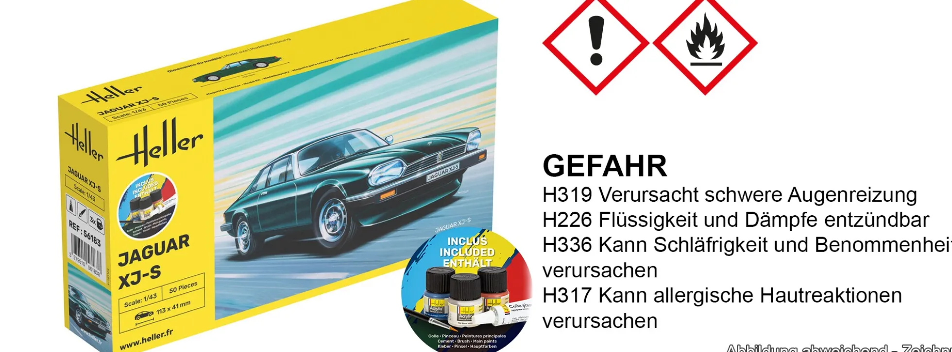 Heller 56183 Jaguar XJS Starter-Kit | Auto Bausatz 1:43
