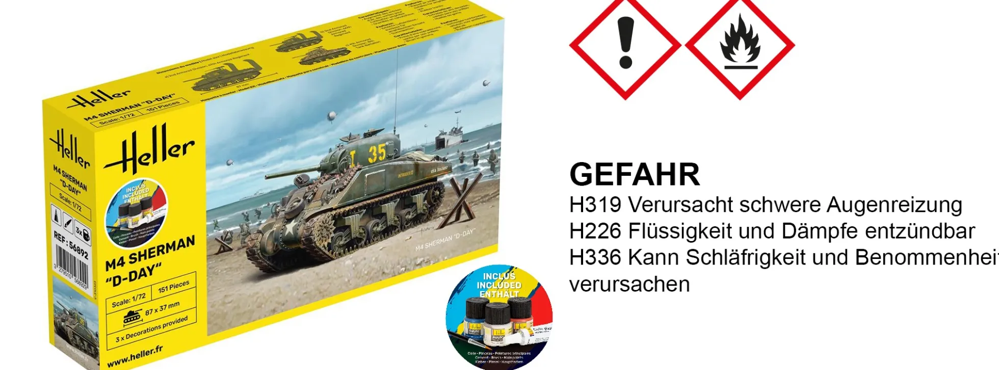 Heller 56892 M4 Sehrman D-Day | Starter-Kit | Militär Bausatz 1:72