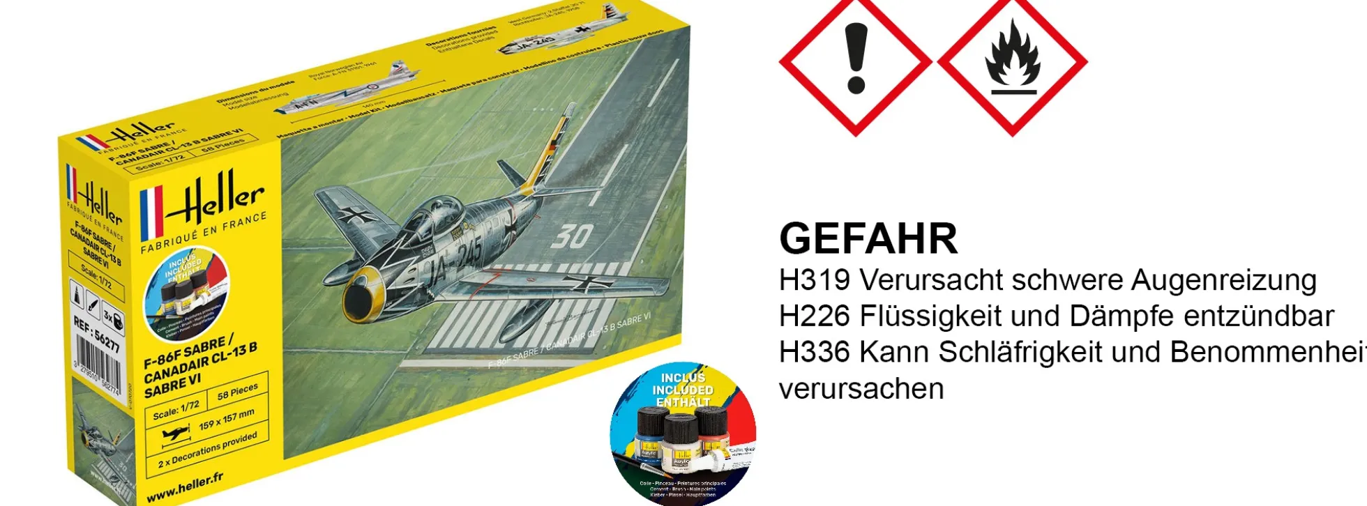 Heller 56277 North American F-86F Sabre | Starter-Kit | Flugzeug Bausatz 1:72